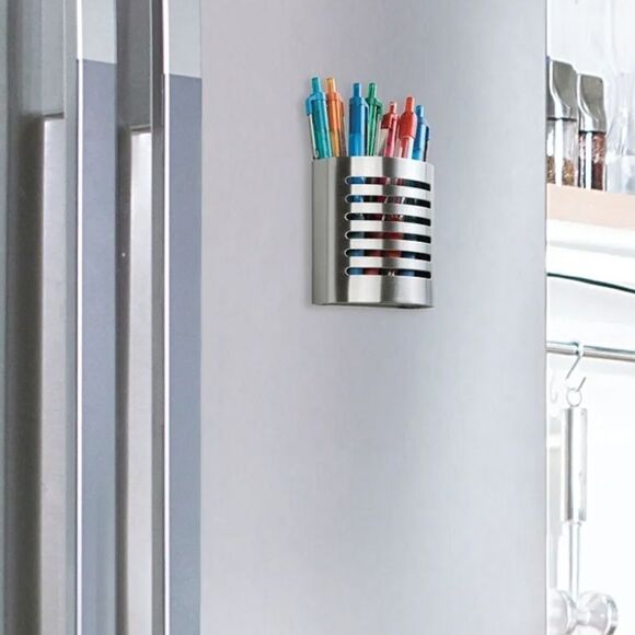 📷🩵Brushed Stainless Steel Magnetic Pen/Pencil/Makeup Brush Holder - Picture 6 of 7
